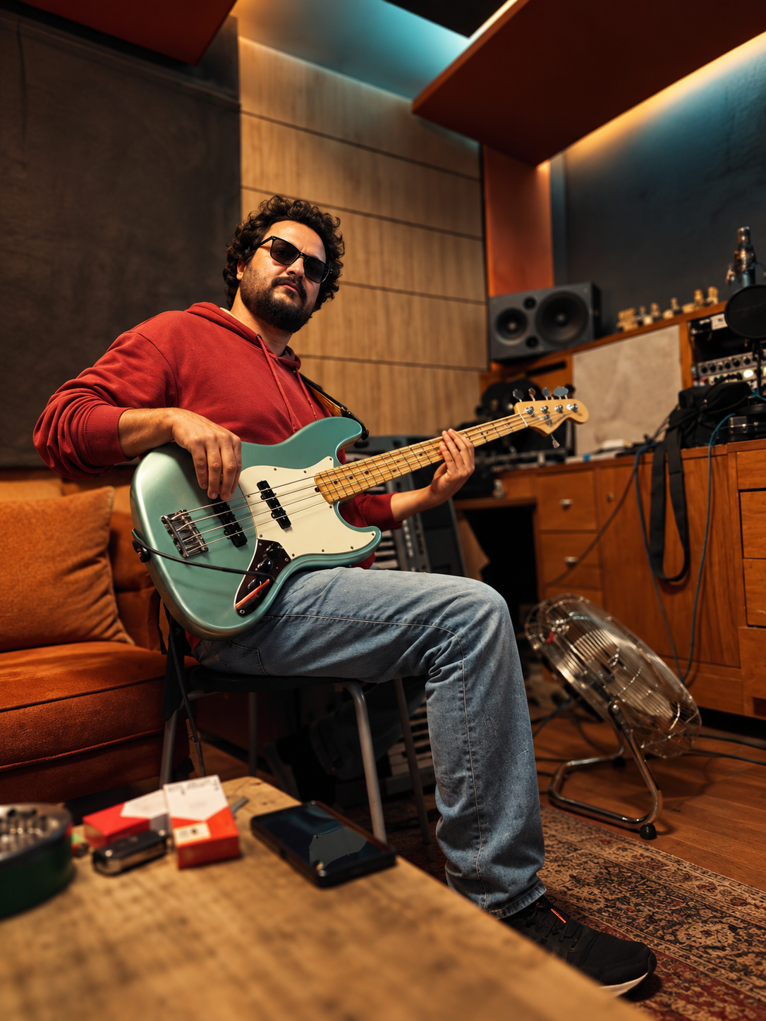 Amir Ayad, bassiste et guitariste, en pleine performance
